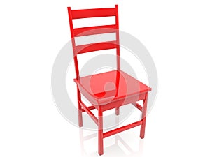 Red chair on white background