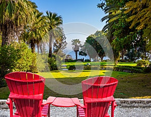 The red chairs - deck chairs for relaxing