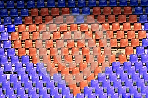 Red chairs heart in stadion, Valentines day