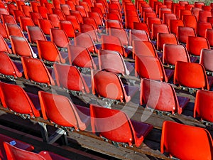Red chairs at the stadium