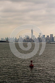 Red Channel Marker with New York in Background