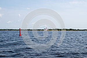 Red channel marker on the small craft route on Georgian Bay