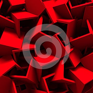 Red Chaotic Cubes Wall Background