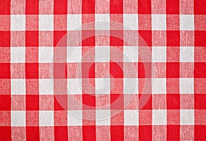 Red checked fabric tablecloth