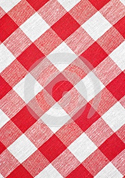 Red checked fabric tablecloth