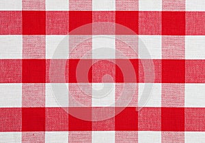 Red checked fabric tablecloth