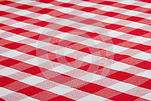 Red checked fabric tablecloth