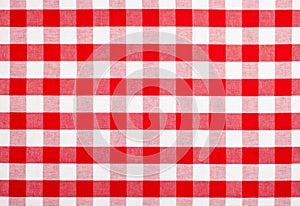 Red checked fabric tablecloth photo