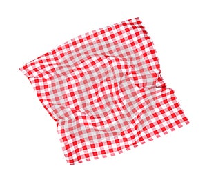 Red checked picnic cloth top view,kitchen towel