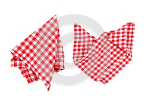 Red checkered folded napkin,picnic cloth,checked kitchen towel