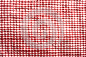 Red checkered patterned tablecloth