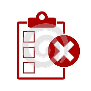 Red Checklist with X Mark Icon