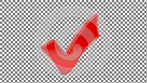 Red checkmark on transparent background