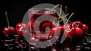 red cherries on black