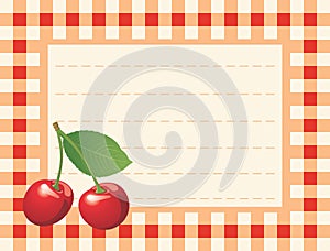 Red cherry on chequered background