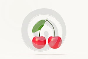 Red cherry fruits 3d illustration model render.