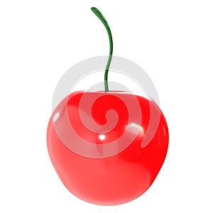 A red cherry with a green stem