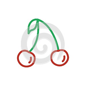 Red cherry icon vector. Line color symbol isolated. Trendy flat