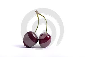 Red cherry isolated at white background photo