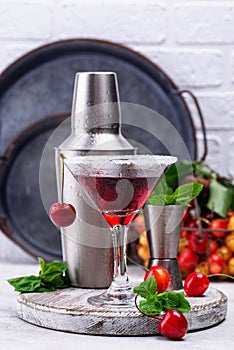 Red cherry martini summer cocktail