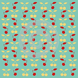 Red cherry pattern design, flat cherry pattern template vector