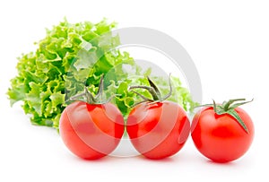 Red cherry tomato and salad lettuce