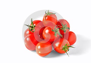 Red cherry tomatoes on white background, isolate,