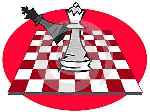 Red Chess Game, Checkmate Cartoon