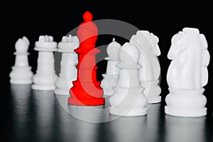 Red chess pieces isolated object unique photo