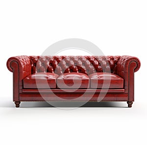 Realistic 3d Red Chesterfield Sofa With High-key Lighting photo