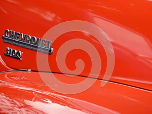 Red Chevrolet 3100 bonnet background