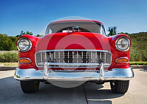 Red 1955 Chevrolet 210