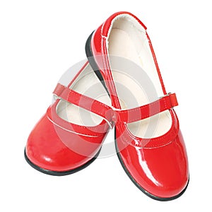 Red children's varnished shoes