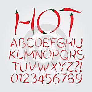 Red Chili Alphabet and Digit Vector