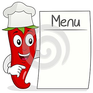 Red Chili Pepper with Blank Menu