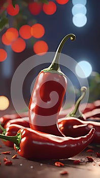 Red chili pepper with blurred bokeh background food photography AI Generated