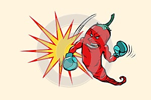 Red chili pepper boxer character