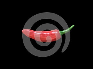 Red chili pepper cartoon style black background 3d rendering