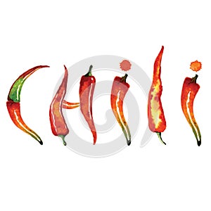 Red chili pepper isolated on white background