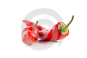 Red chili pepper isolated on white background vegetable vegetarian food