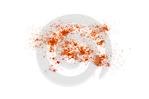 Red chili pepper powder isolated on white background.
