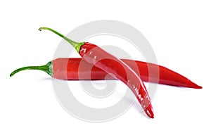 Red chili peppers, cut and isolated