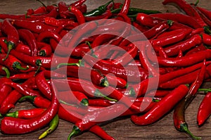 Red chili peppers on the table