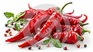 Red chili peppers on a white background photo