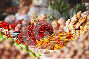 Red chili on the street market