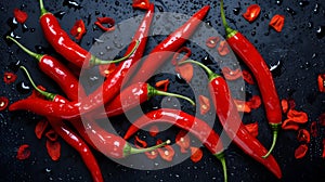 red chilies on a black board