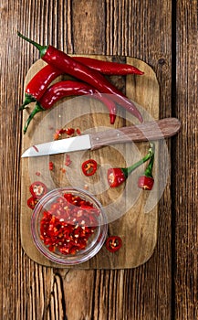 Red Chilis in a bowl (cutted)