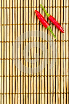 Red chilli on a bamboo mat