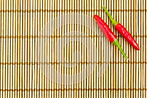 Red chilli on a bamboo mat