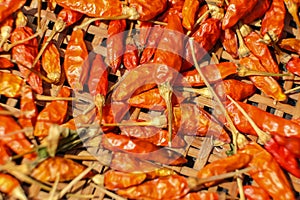 Red chilli Dry on basket for Food preservation